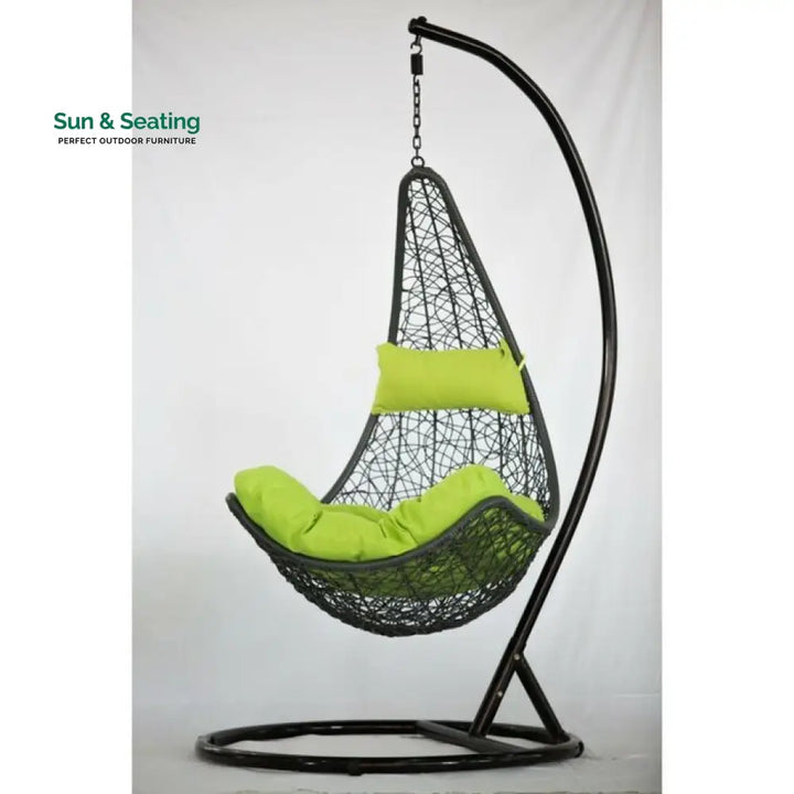 Allesi Single Seater Hanging Swing With Stand For Balcony Garden Swing (Dark Brown) Green Swings