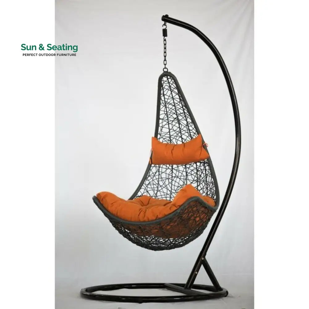 Allesi Single Seater Hanging Swing With Stand For Balcony Garden Swing (Dark Brown) Orange Swings