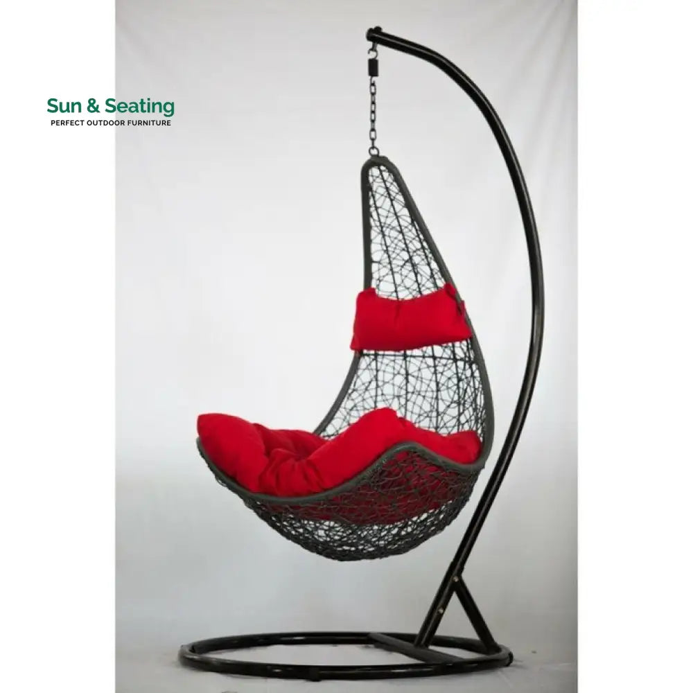 Allesi Single Seater Hanging Swing With Stand For Balcony Garden Swing (Dark Brown) Red Swings