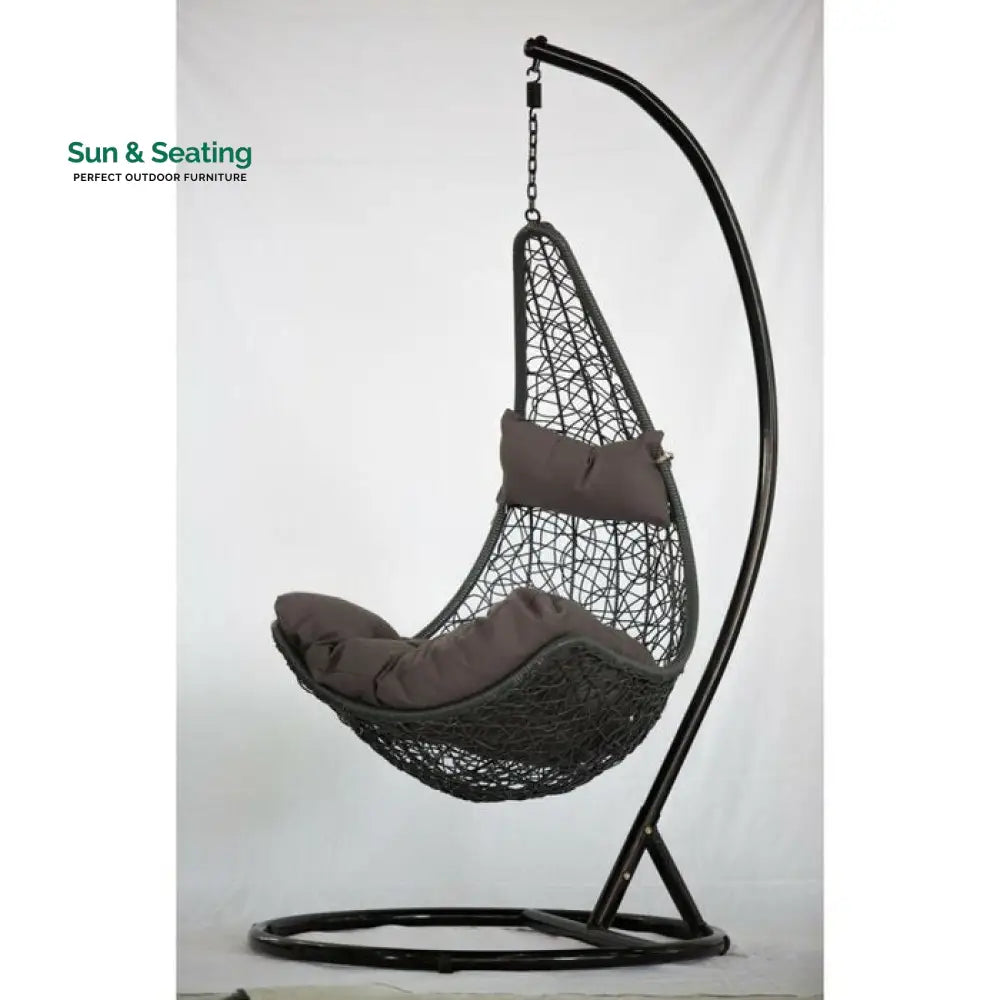Allesi Single Seater Hanging Swing With Stand For Balcony Garden Swing (Dark Brown) Dark Brown Swings