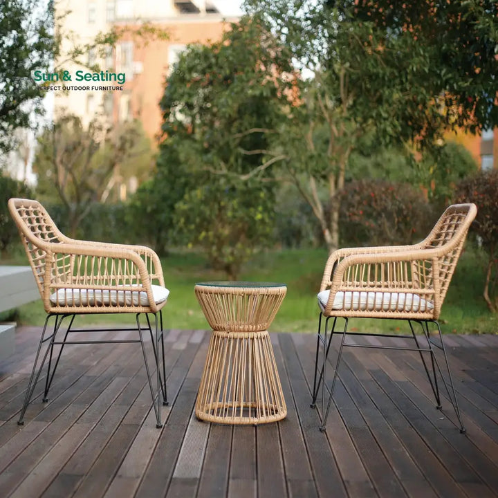Allure Outdoor Patio Seating Set 2 Chairs and 1 Table Set (Honey) Coffee Table Sets