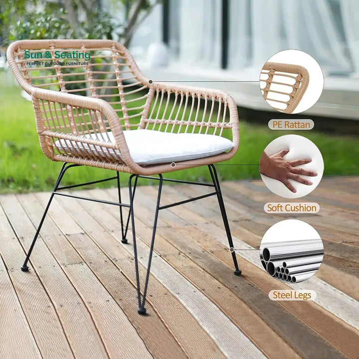 Allure Outdoor Patio Seating Set 2 Chairs and 1 Table Set (Honey) Coffee Table Sets