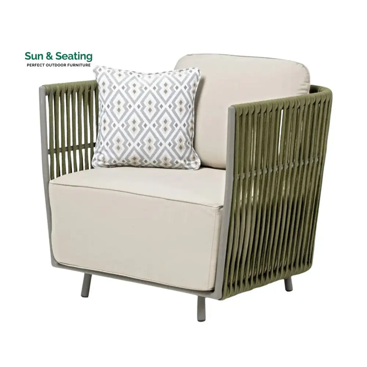 Alma All-Weather Rope 5 Seater Sofa Set With Glass Top Table Sofa Set