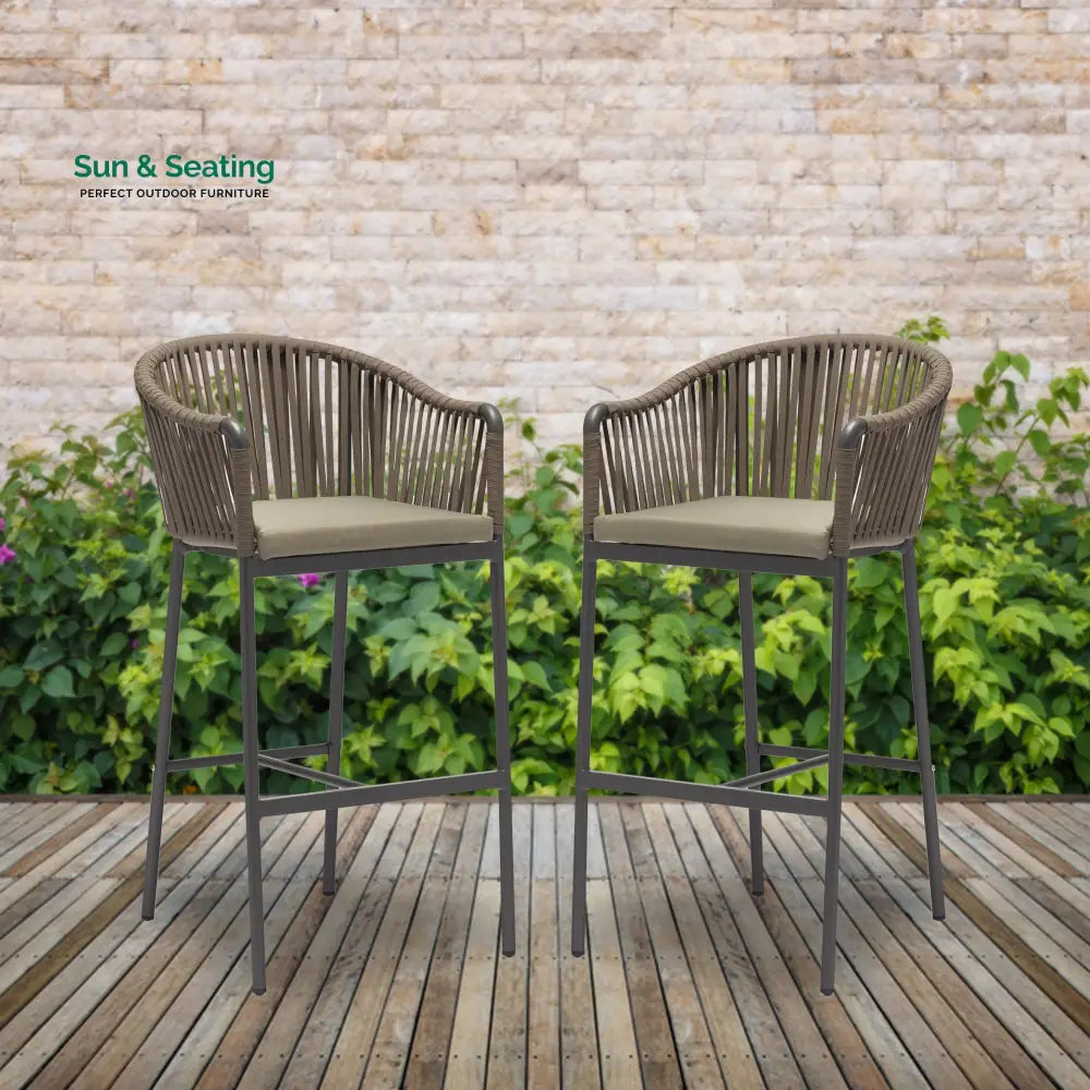 Alp Outdoor Patio Bar Chair 2 Chair For Balcony Braided &amp; Rope Coffee Bar Sets