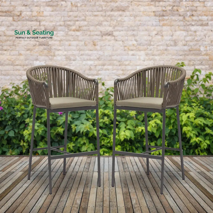 Alp Outdoor Patio Bar Chair 2 Chair For Balcony Braided &amp; Rope Coffee Bar Sets