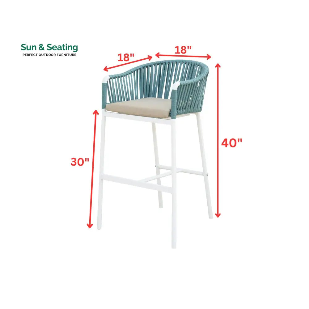 Alp Outdoor Patio Bar Chair 2 Chair For Balcony Braided &amp; Rope Bar Sets