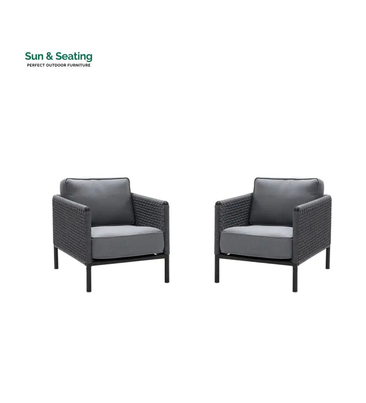 Alp Outdoor Sofa Set 2 Single seater (Grey) Braided &amp; Rope Sofa Sets