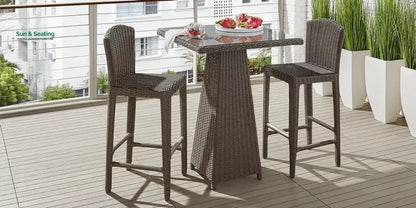 Alphonse Outdoor Patio Bar Set 2 Chairs and 1 Table Set Brown Bar Sets
