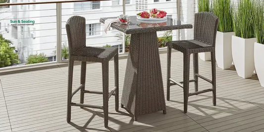 Alphonse Outdoor Patio Bar Set 2 Chairs and 1 Table Set Brown Bar Sets