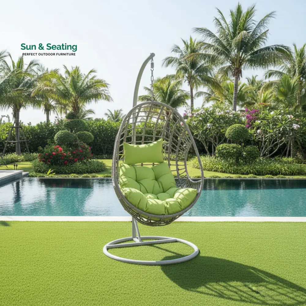 Altera Single Seater Hanging Swing With Stand For Balcony Garden Swing (Silver) Swings