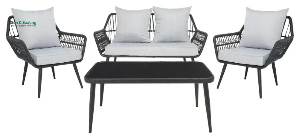 Alveré Outdoor Sofa Set 2 Seater 2 Single seater and 1 Center Table Black Sofa Sets