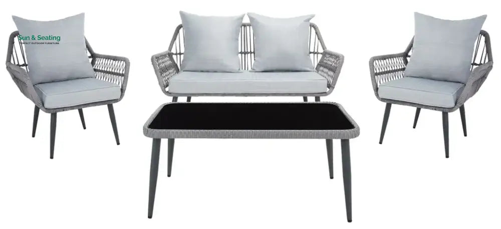 Alveré Outdoor Sofa Set 2 Seater 2 Single seater and 1 Center Table Light Grey Sofa Sets