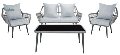 Alveré Outdoor Sofa Set 2 Seater 2 Single seater and 1 Center Table Light Grey Sofa Sets