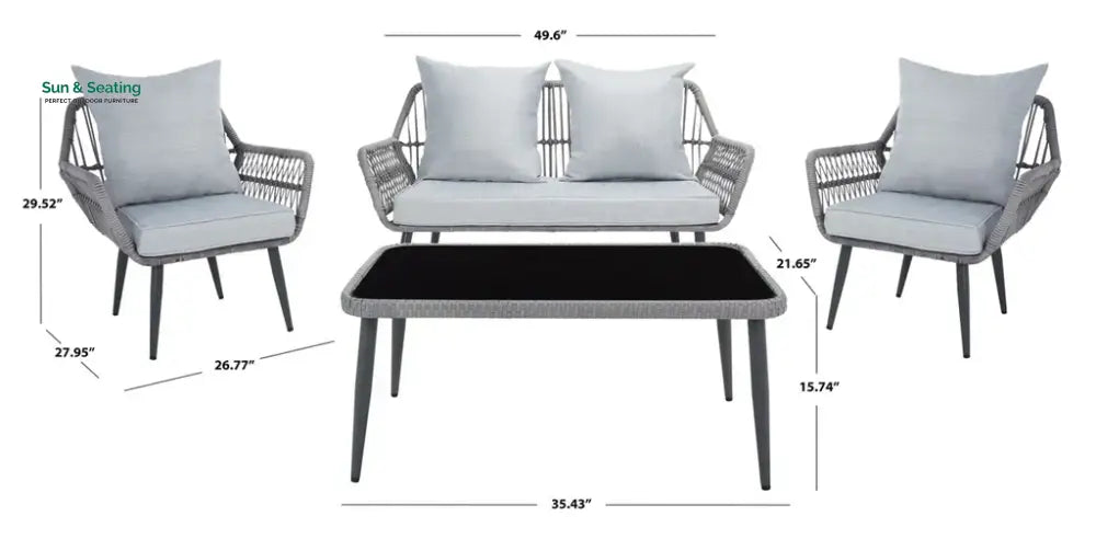 Alveré Outdoor Sofa Set 2 Seater 2 Single seater and 1 Center Table Sofa Sets