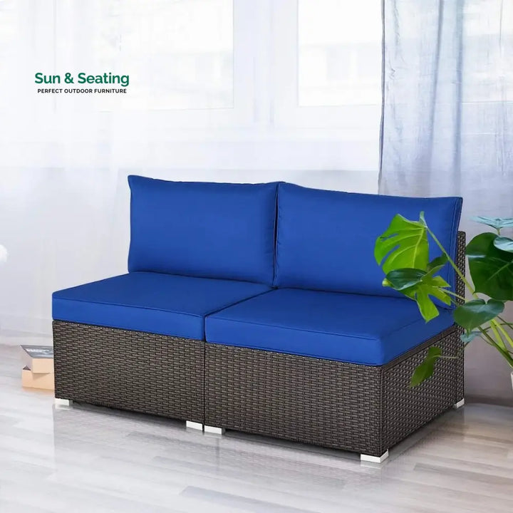 Ama 2-Piece Outdoor Wicker Armless Sofa Sofa Set