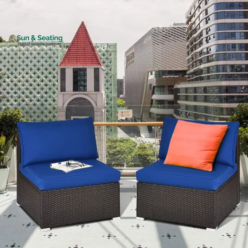 Ama 2-Piece Outdoor Wicker Armless Sofa Sofa Set
