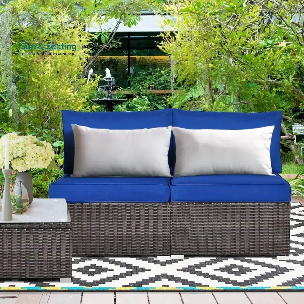 Ama 2-Piece Outdoor Wicker Armless Sofa Sofa Set
