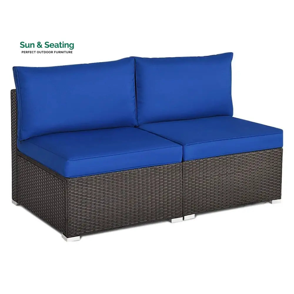 Ama 2-Piece Outdoor Wicker Armless Sofa Sofa Set