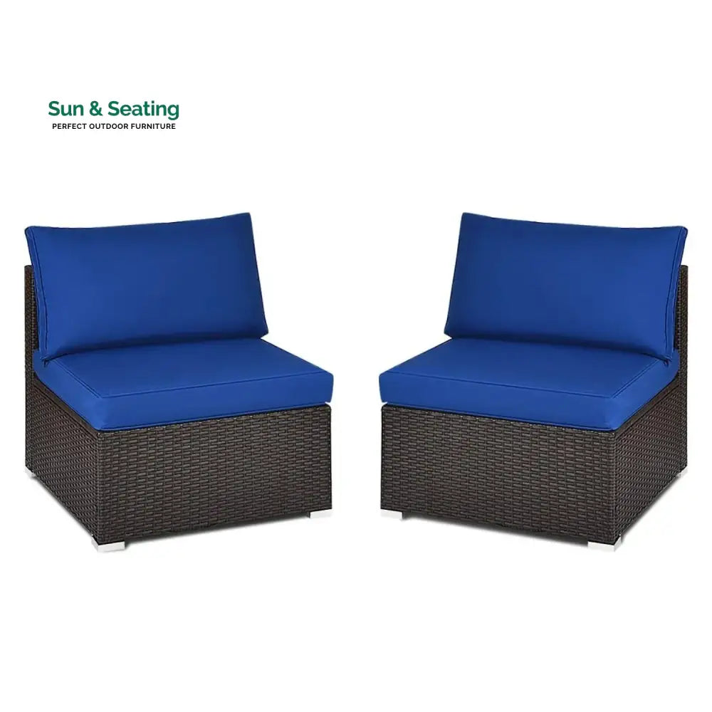 Ama 2-Piece Outdoor Wicker Armless Sofa Sofa Set