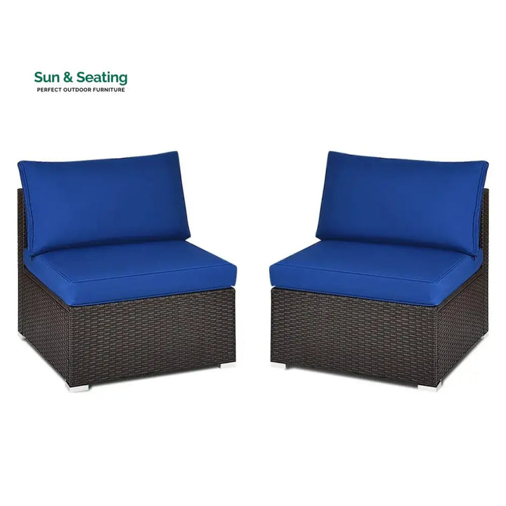 Ama 2-Piece Outdoor Wicker Armless Sofa Sofa Set