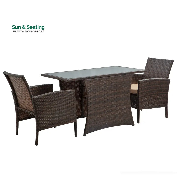 Amand Outdoor Patio Seating Set 2 Chairs and 1 Table Set (Brown) Coffee Table Sets