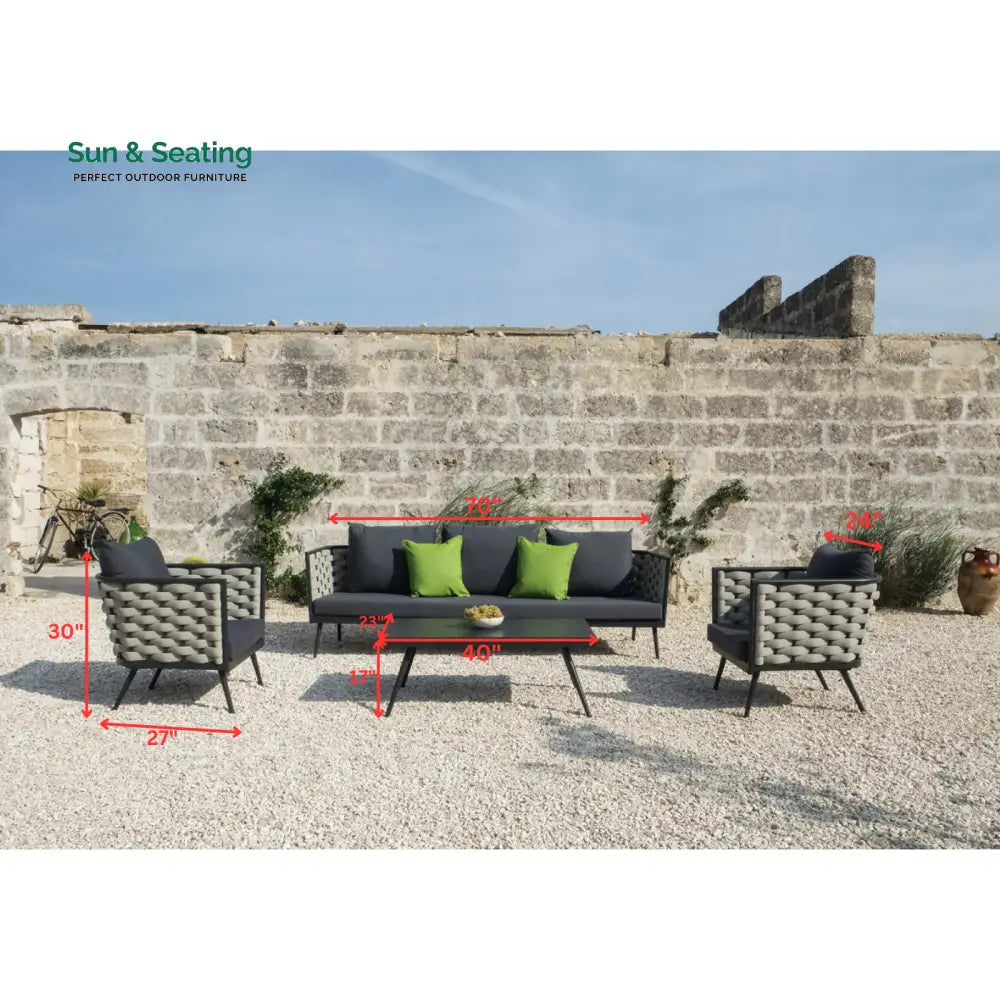 Amando Outdoor Sofa Set 3 Seater 2 Single seater and 1 Center Table Braided &amp; Rope Sofa Sets