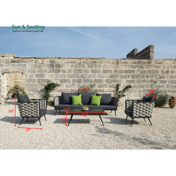 Amando Outdoor Sofa Set 3 Seater 2 Single seater and 1 Center Table Braided &amp; Rope Sofa Sets