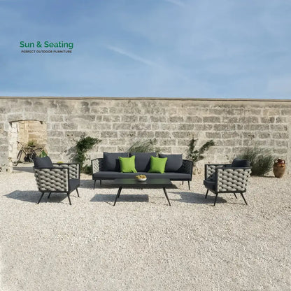 Amando Outdoor Sofa Set 3 Seater 2 Single seater and 1 Center Table Braided & Rope Sofa Sets