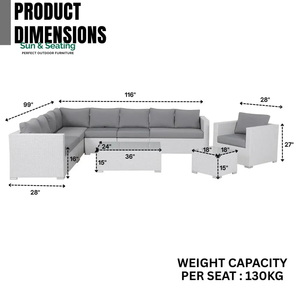 Amara 7-Piece L-Shaped Outdoor Sectional Sofa Sofa Set