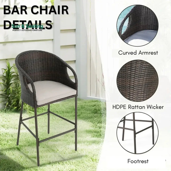 Amaris 5 Piece Outdoor Wicker Bar Set with High Top Table Bar Set