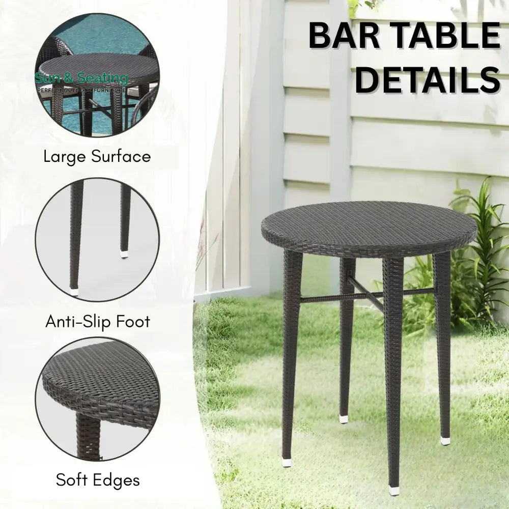 Amaris 5 Piece Outdoor Wicker Bar Set with High Top Table Bar Set