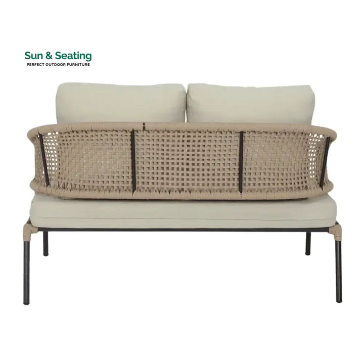 Amaya All-Weather Patio Rope Sofa Set with Glass Top Coffee Table Sofa Set