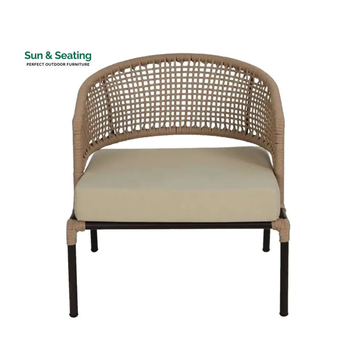 Amaya All-Weather Patio Rope Sofa Set with Glass Top Coffee Table Sofa Set
