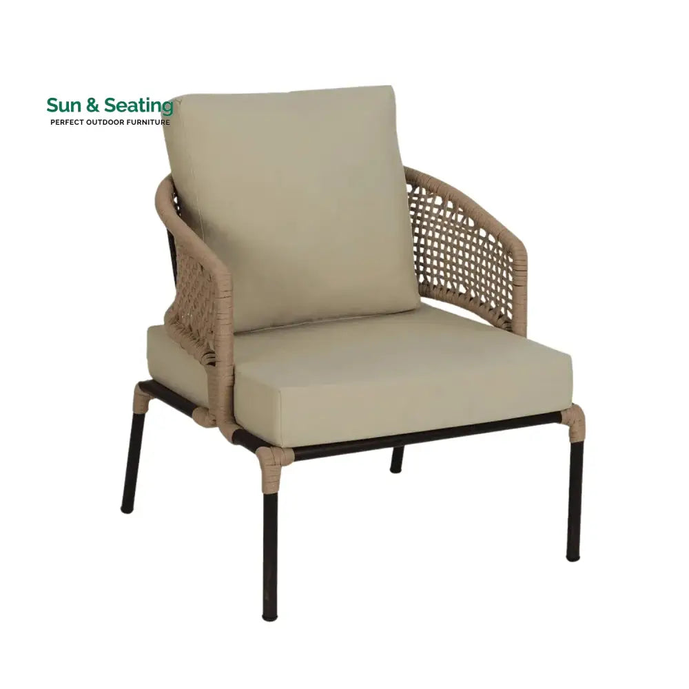 Amaya All-Weather Patio Rope Sofa Set with Glass Top Coffee Table Sofa Set