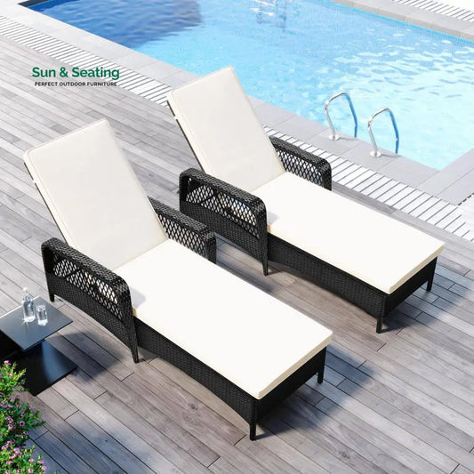 Amaze Outdoor Swimming Poolside Lounger Set of 2 (Black) Loungers