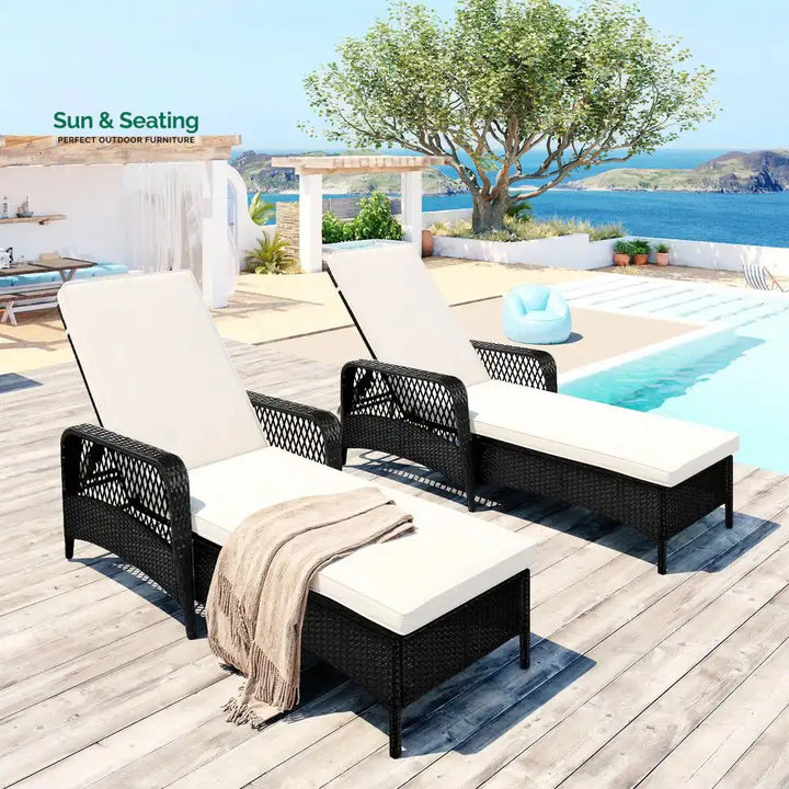 Amaze Outdoor Swimming Poolside Lounger Set of 2 (Black) Loungers