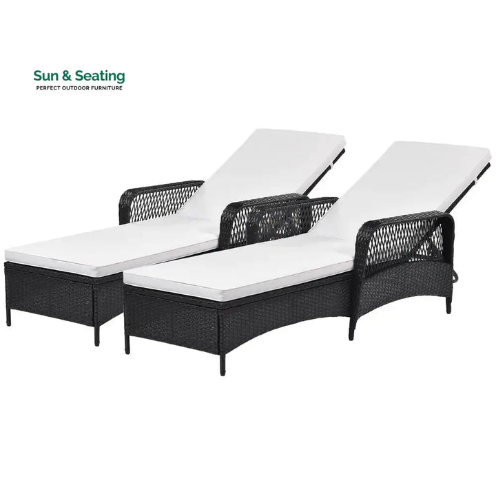 Amaze Outdoor Swimming Poolside Lounger Set of 2 (Black) Loungers