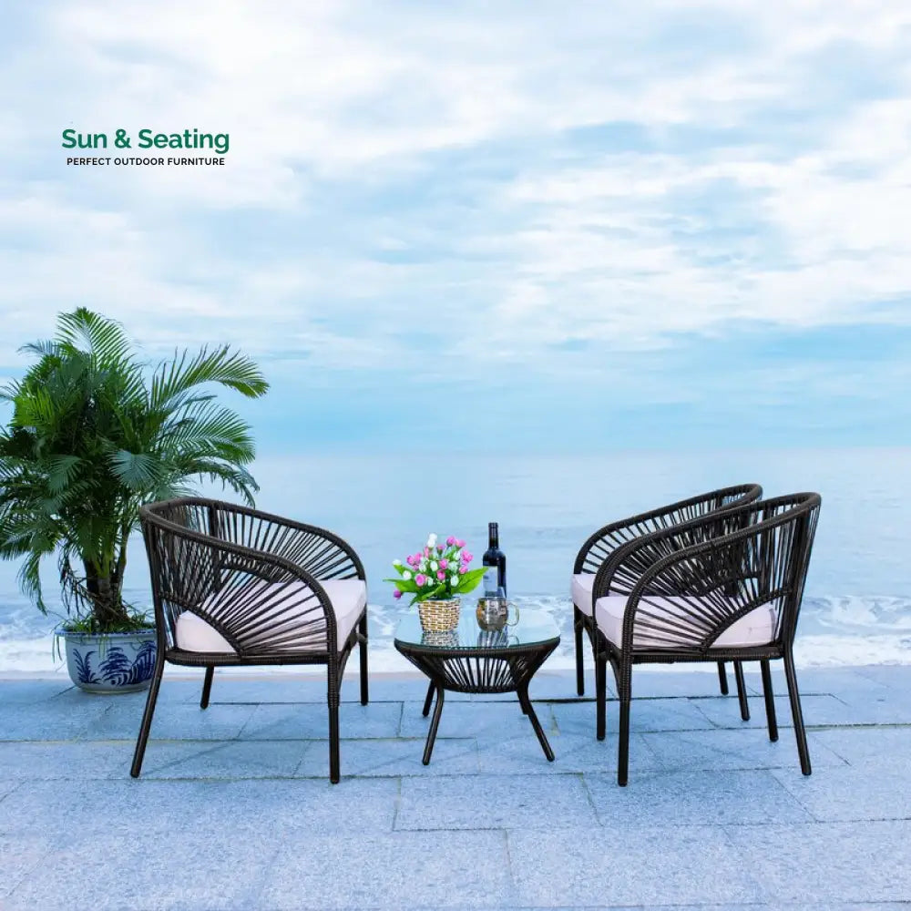 Amedea Outdoor Sofa Set 2 Seater 2 Single seater and 1 Center Table (Black + White) Sofa Sets