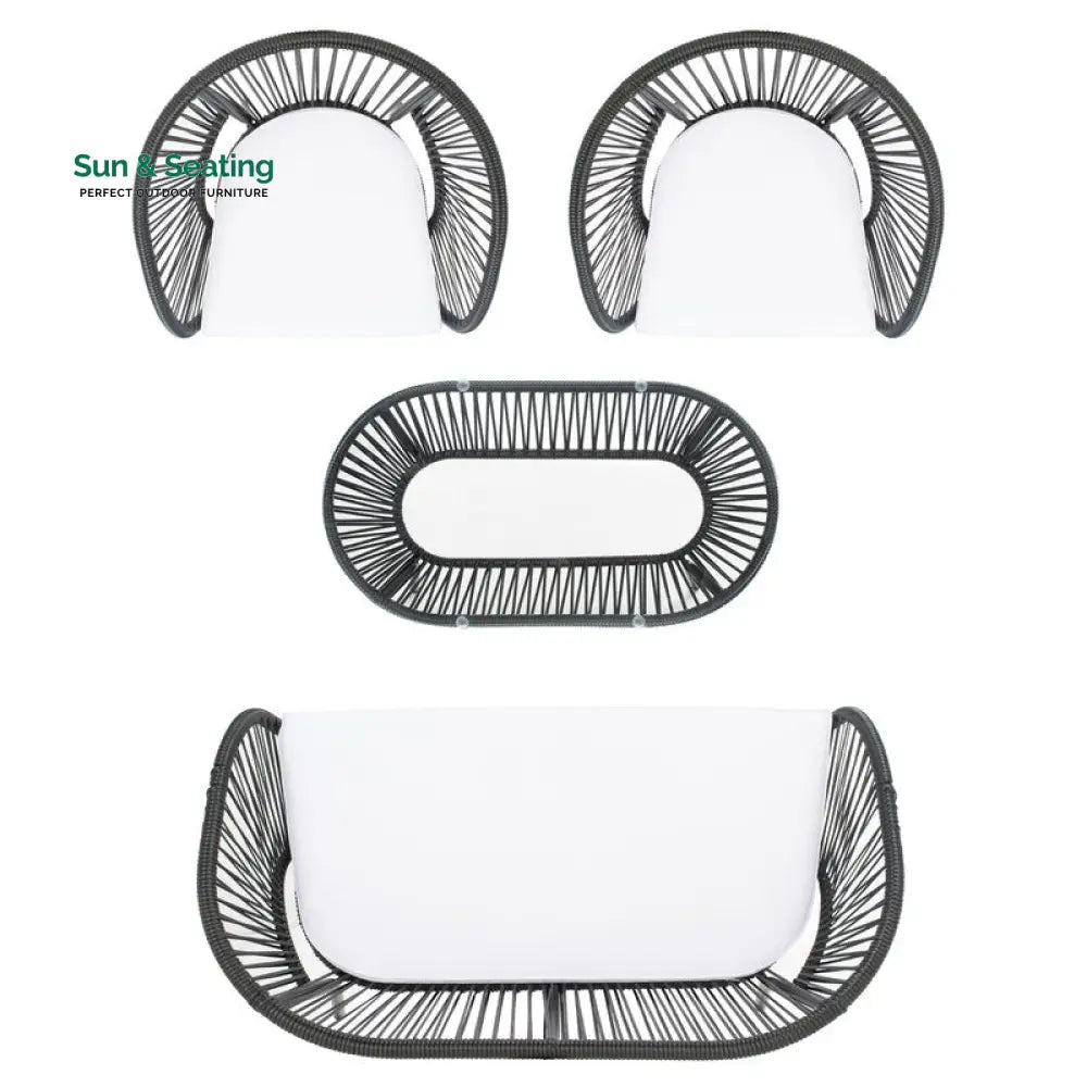 Amedea Outdoor Sofa Set 2 Seater 2 Single seater and 1 Center Table (Black + White) Sofa Sets