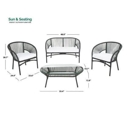 Amedea Outdoor Sofa Set 2 Seater 2 Single seater and 1 Center Table (Black + White) Sofa Sets