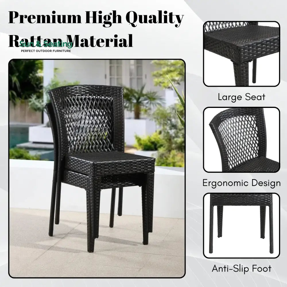 Aminata Outdoor Rattan Wicker Patio Dining Chairs Dinning Chairs