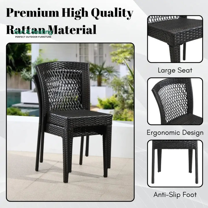 Aminata Outdoor Rattan Wicker Patio Dining Chairs Dinning Chairs