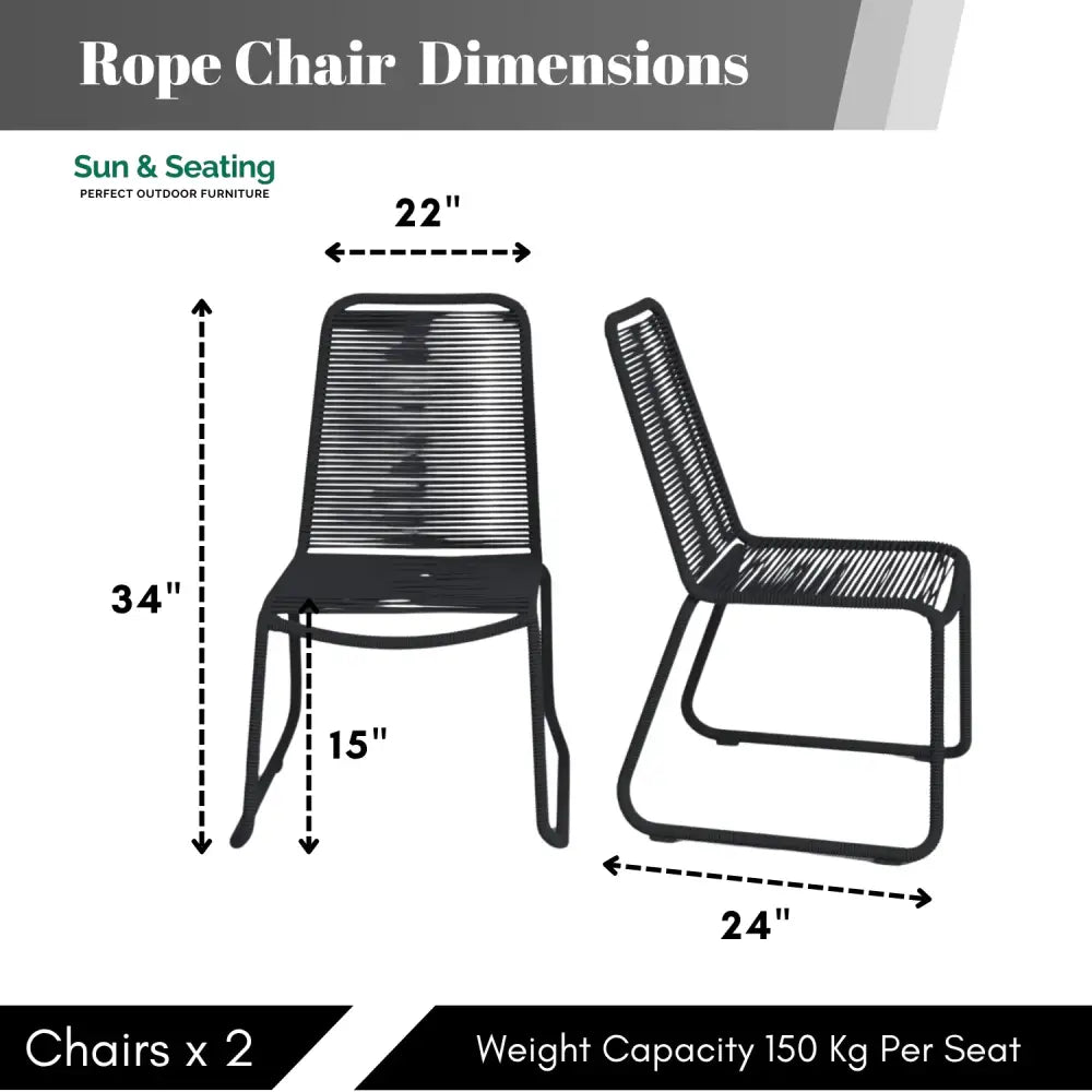 Amirah 2-Piece Outdoor Rope Patio Dining Chairs Dinning Chairs