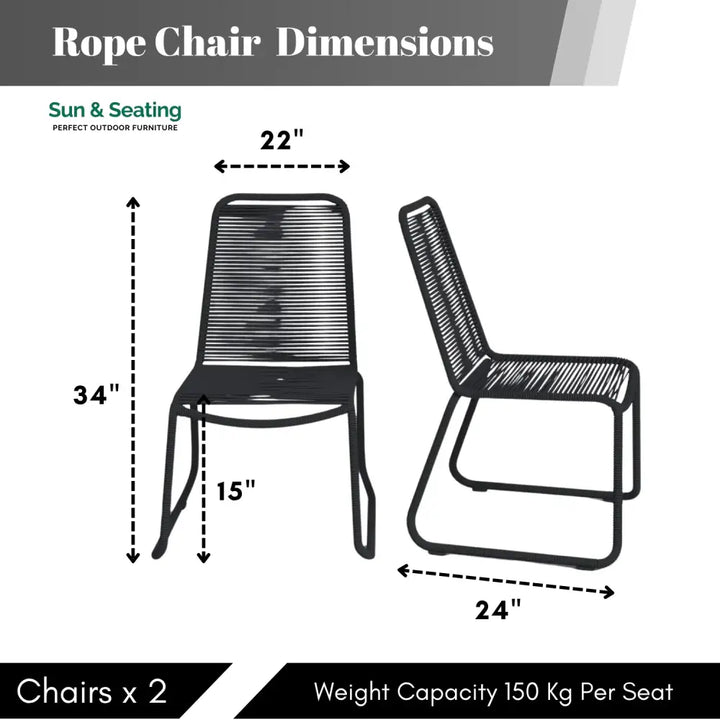 Amirah 2-Piece Outdoor Rope Patio Dining Chairs Dinning Chairs