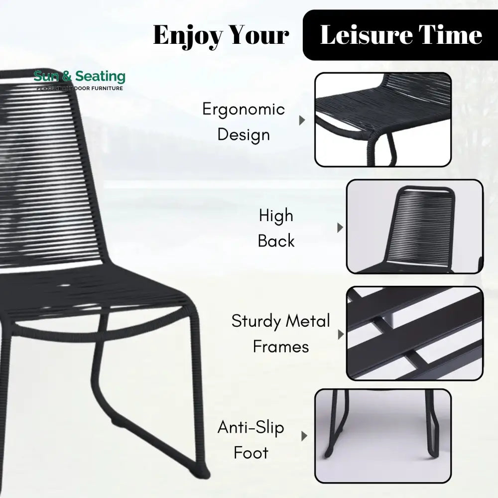 Amirah 2-Piece Outdoor Rope Patio Dining Chairs Dinning Chairs