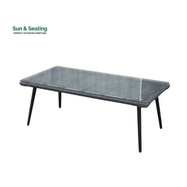 Amirah Outdoor Grey Rope 7-Seater Sofa Set With Glass Top Table Sofa Set