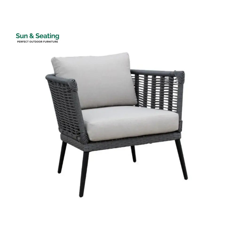 Amirah Outdoor Grey Rope 7-Seater Sofa Set With Glass Top Table Sofa Set