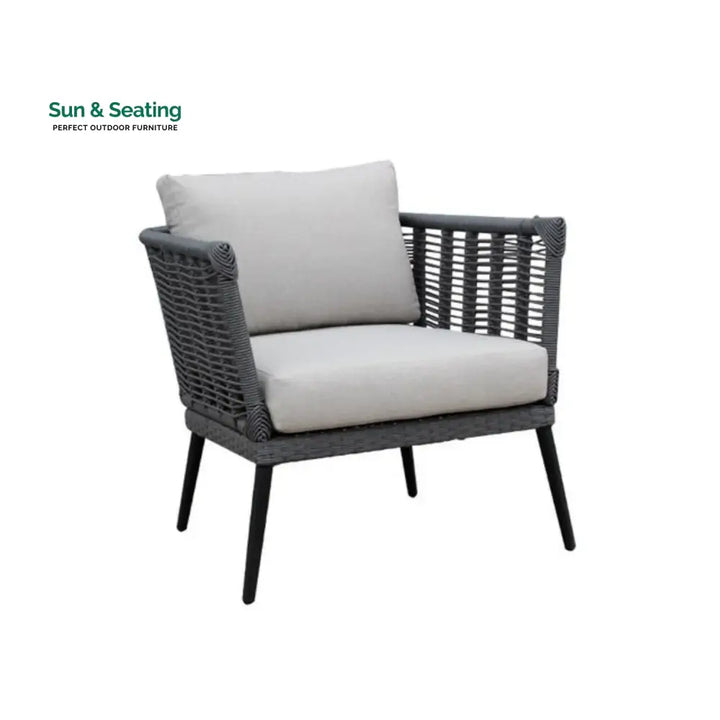 Amirah Outdoor Grey Rope 7-Seater Sofa Set With Glass Top Table Sofa Set