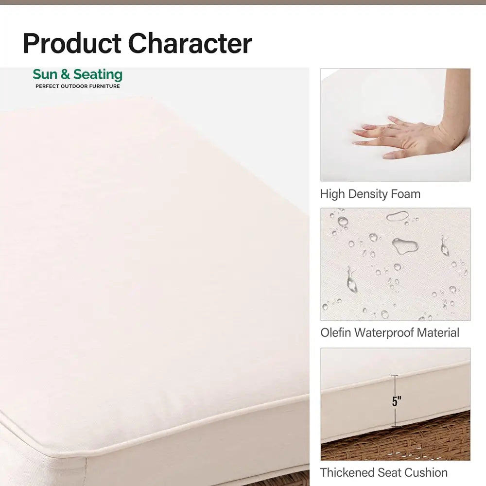 Ammar Outdoor Sofa Set 6 Seater and Single Seater with 2 Ottoman Set (Beige) Sofa Sets