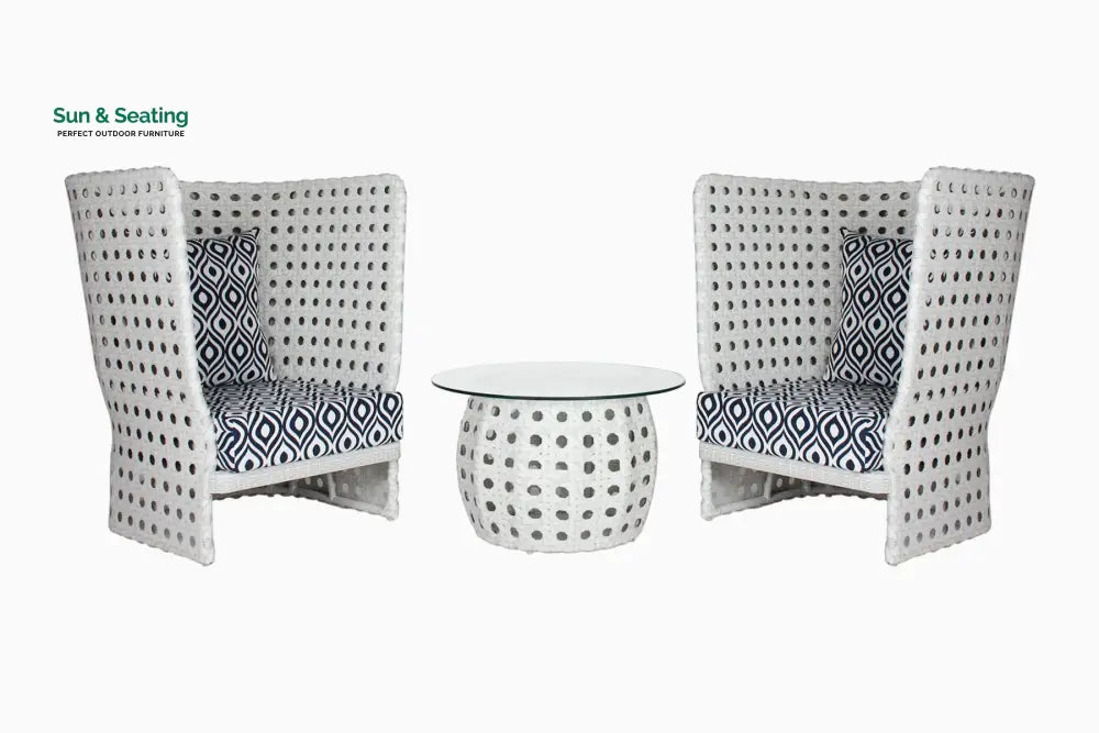 Amogh Outdoor Patio Seating Set 2 Chairs and 1 Table Set (White) Coffee Table Sets